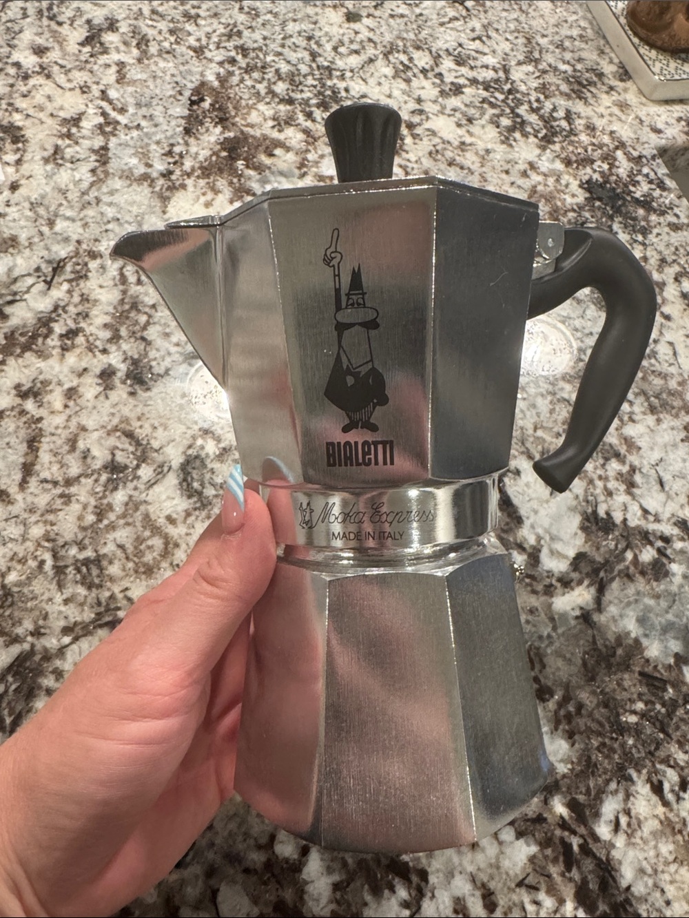 Moka Express Stainless Steel Espresso Maker - Silver/Black - Picture 2 of 3